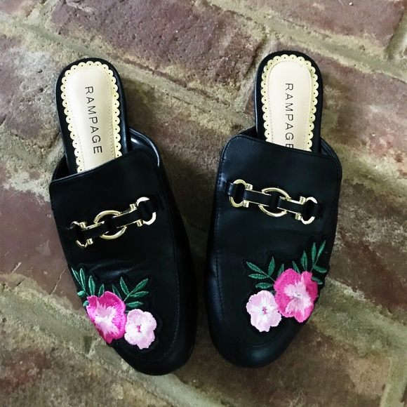 Rampage Shoes - 2/$15 Rampage Dacey Embroidered Mules